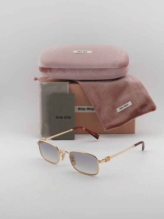 Miu Miu MUA53S 5AK04O Rectangle Sunglasses – Gold / Grey